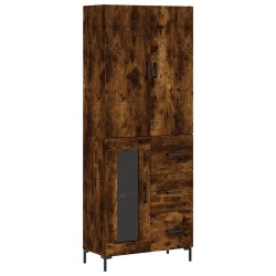 vidaXL Aparador alto madera contrachapada roble ahumado 69,5x34x180 cm