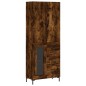 vidaXL Aparador alto madera contrachapada roble ahumado 69,5x34x180 cm