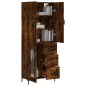 vidaXL Aparador alto madera contrachapada roble ahumado 69,5x34x180 cm