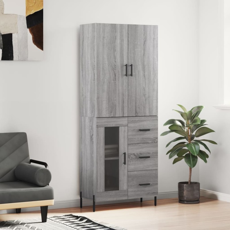 vidaXL Aparador alto madera contrachapada gris sonoma 69,5x34x180 cm vidaXL Aparador alto madera contrachapada gris sonoma 69,5x34x180 cm