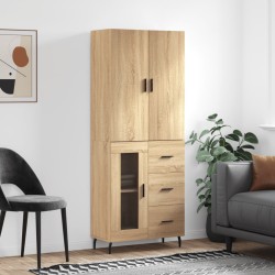 vidaXL Aparador alto madera contrachapada color roble 69,5x34x180 cm