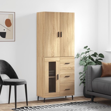 vidaXL Aparador alto madera contrachapada color roble 69,5x34x180 cm