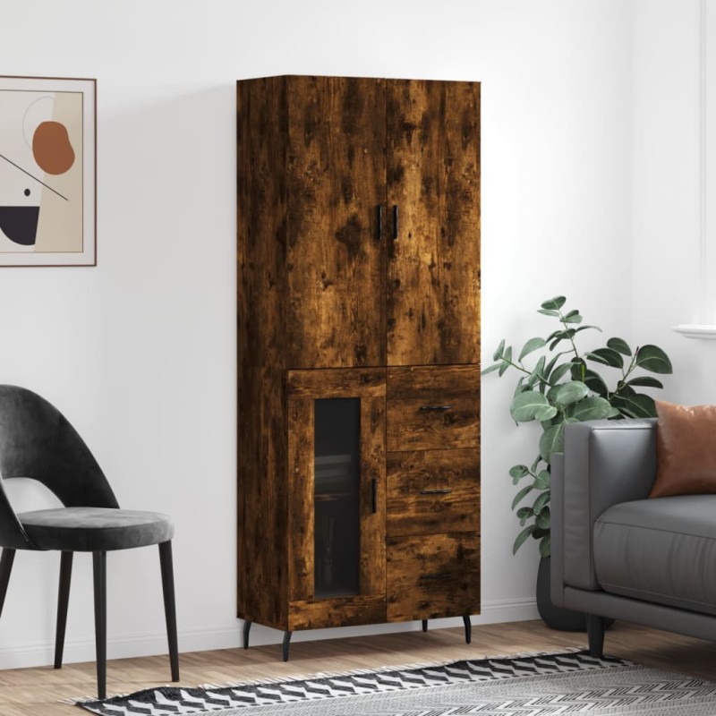 vidaXL Aparador alto madera contrachapada roble ahumado 69,5x34x180 cm vidaXL Aparador alto madera contrachapada roble ahumado 69,5x34x180 cm
