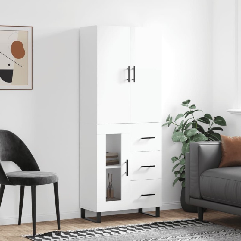 vidaXL Aparador alto madera contrachapada blanco brillo 69,5x34x180 cm vidaXL Aparador alto madera contrachapada blanco brillo 69,5x34x180 cm