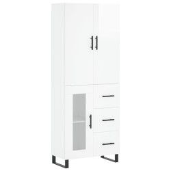 vidaXL Aparador alto madera contrachapada blanco brillo 69,5x34x180 cm