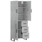 vidaXL Aparador alto madera contrachapada gris hormigón 69,5x34x180 cm vidaXL Aparador alto madera contrachapada gris hormigón 69,5x34x180 cm