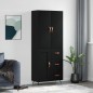 vidaXL Aparador alto madera contrachapada negro 69,5x34x180 cm