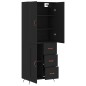 vidaXL Aparador alto madera contrachapada negro 69,5x34x180 cm