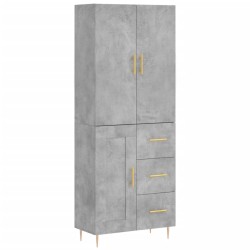 vidaXL Aparador alto madera contrachapada gris hormigón 69,5x34x180 cm