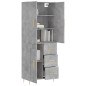 vidaXL Aparador alto madera contrachapada gris hormigón 69,5x34x180 cm vidaXL Aparador alto madera contrachapada gris hormigón 69,5x34x180 cm