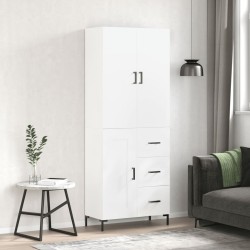 vidaXL Aparador alto madera contrachapada blanco 69,5x34x180 cm