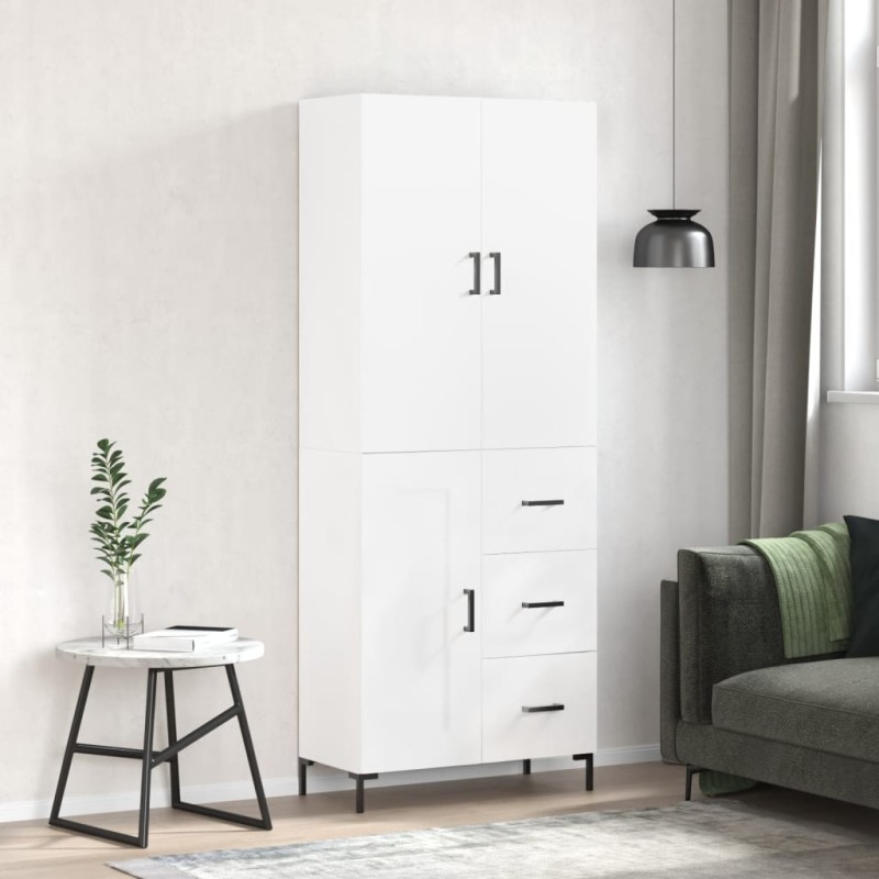 vidaXL Aparador alto madera contrachapada blanco brillo 69,5x34x180 cm vidaXL Aparador alto madera contrachapada blanco brillo 69,5x34x180 cm