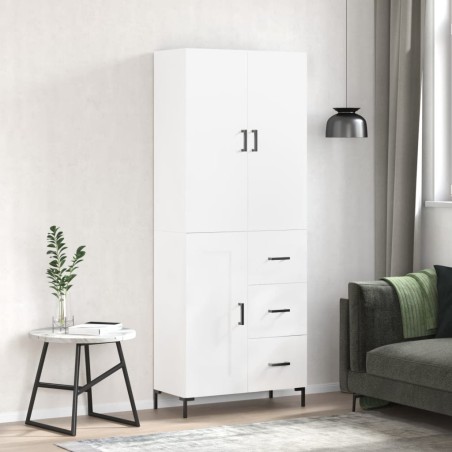 vidaXL Aparador alto madera contrachapada blanco brillo 69,5x34x180 cm