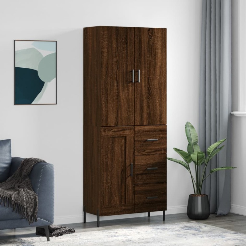 vidaXL Aparador alto madera contrachapada marrón roble 69,5x34x180 cm vidaXL Aparador alto madera contrachapada marrón roble 69,5x34x180 cm