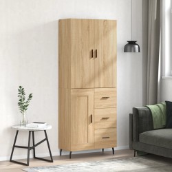 vidaXL Aparador alto madera contrachapada color roble 69,5x34x180 cm