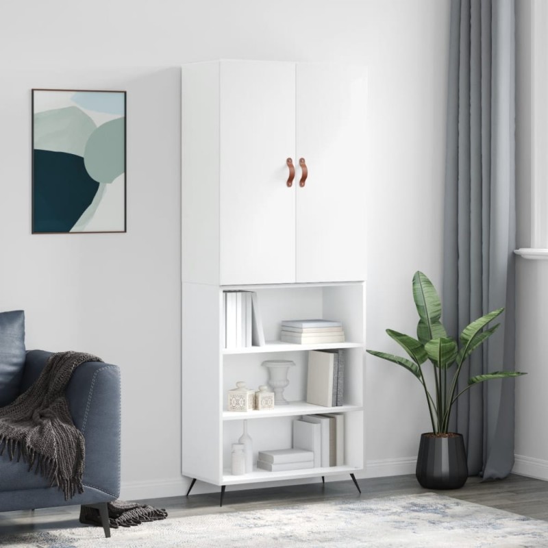 vidaXL Aparador alto madera contrachapada blanco brillo 69,5x34x180 cm vidaXL Aparador alto madera contrachapada blanco brillo 69,5x34x180 cm