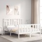 vidaXL Estructura de cama con cabecero madera maciza blanco 140x200 cm