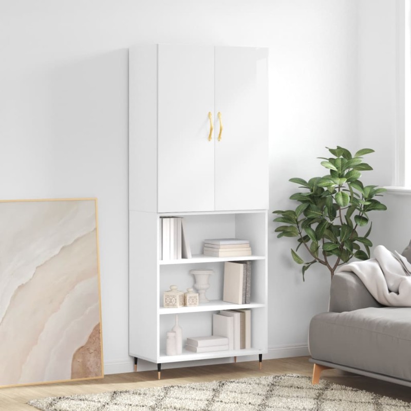 vidaXL Aparador alto madera contrachapada blanco brillo 69,5x34x180 cm vidaXL Aparador alto madera contrachapada blanco brillo 69,5x34x180 cm