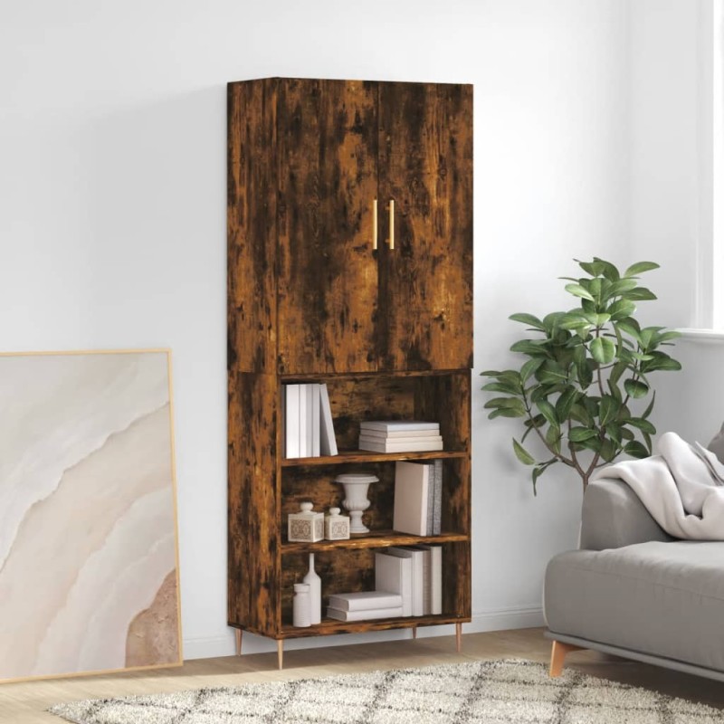 vidaXL Aparador alto madera contrachapada roble ahumado 69,5x34x180 cm vidaXL Aparador alto madera contrachapada roble ahumado 69,5x34x180 cm