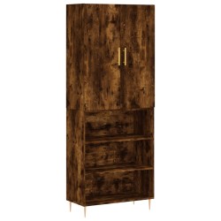 vidaXL Aparador alto madera contrachapada roble ahumado 69,5x34x180 cm