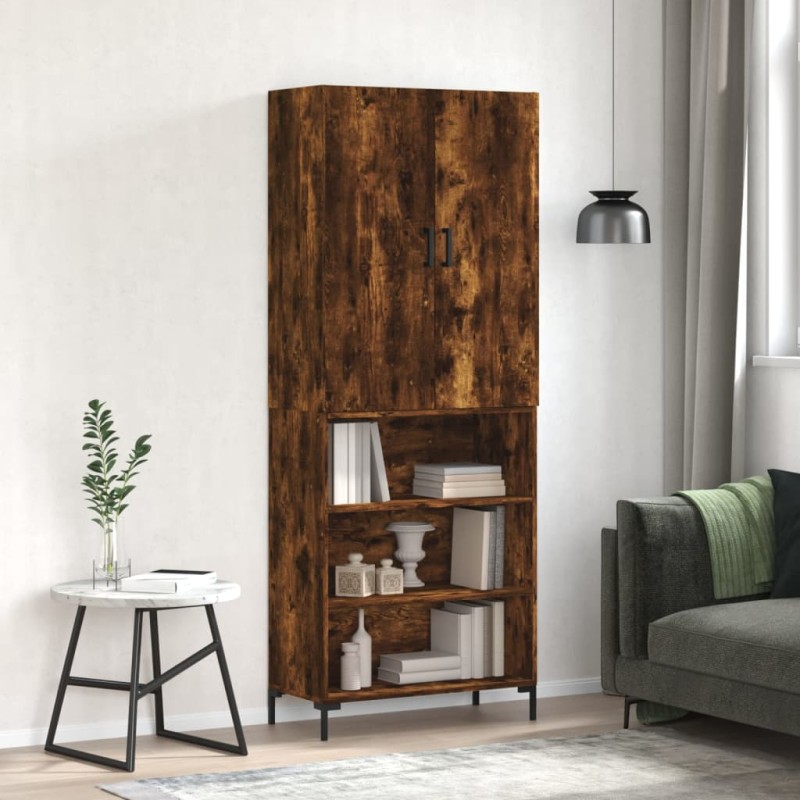 vidaXL Aparador alto madera contrachapada roble ahumado 69,5x34x180 cm vidaXL Aparador alto madera contrachapada roble ahumado 69,5x34x180 cm