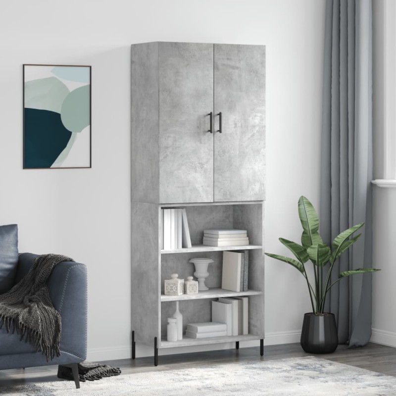 vidaXL Aparador alto madera contrachapada gris hormigón 69,5x34x180 cm vidaXL Aparador alto madera contrachapada gris hormigón 69,5x34x180 cm