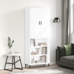 vidaXL Aparador alto madera contrachapada blanco brillo 69,5x34x180 cm