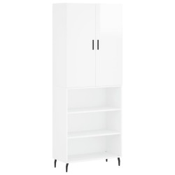 vidaXL Aparador alto madera contrachapada blanco brillo 69,5x34x180 cm