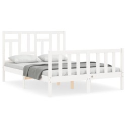 vidaXL Estructura de cama con cabecero madera maciza blanco 140x200 cm