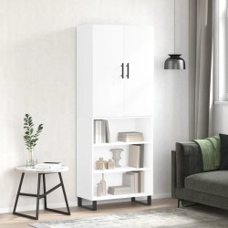 vidaXL Aparador alto madera contrachapada blanco brillo 69,5x34x180 cm