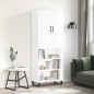 vidaXL Aparador alto madera contrachapada blanco brillo 69,5x34x180 cm
