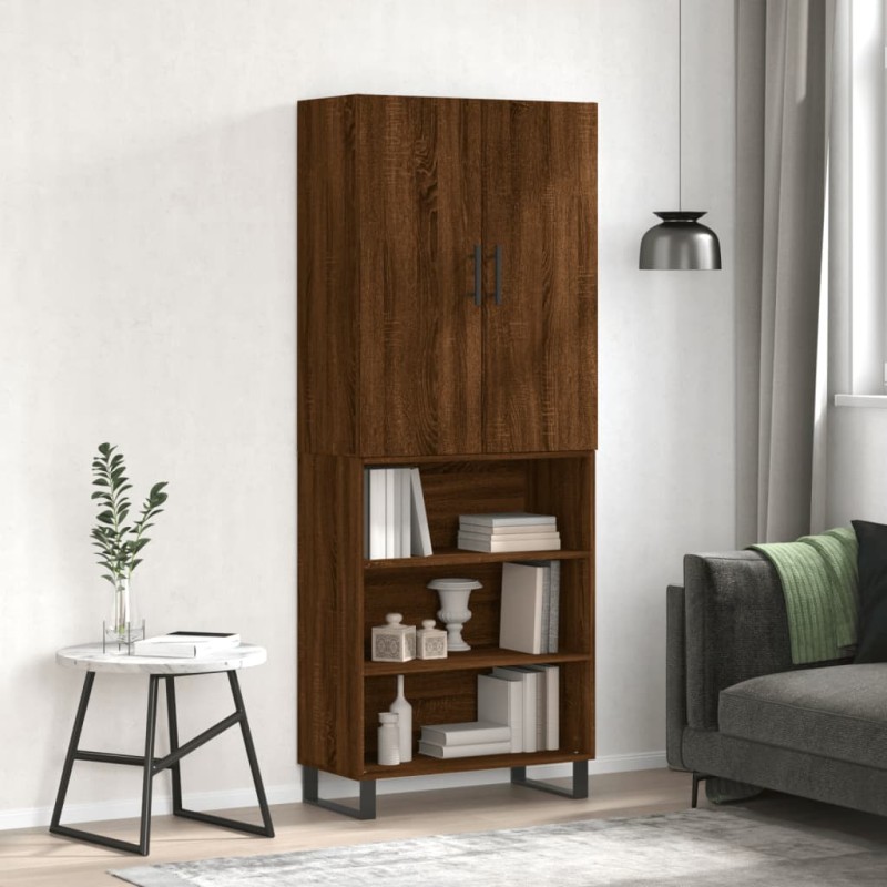 vidaXL Aparador alto madera contrachapada marrón roble 69,5x34x180 cm vidaXL Aparador alto madera contrachapada marrón roble 69,5x34x180 cm