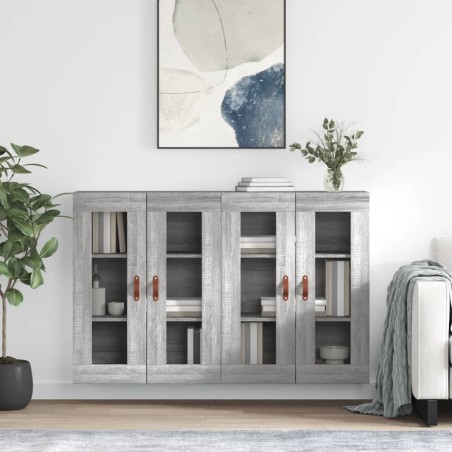 vidaXL Armarios de pared 2 uds madera de ingeniería gris Sonoma