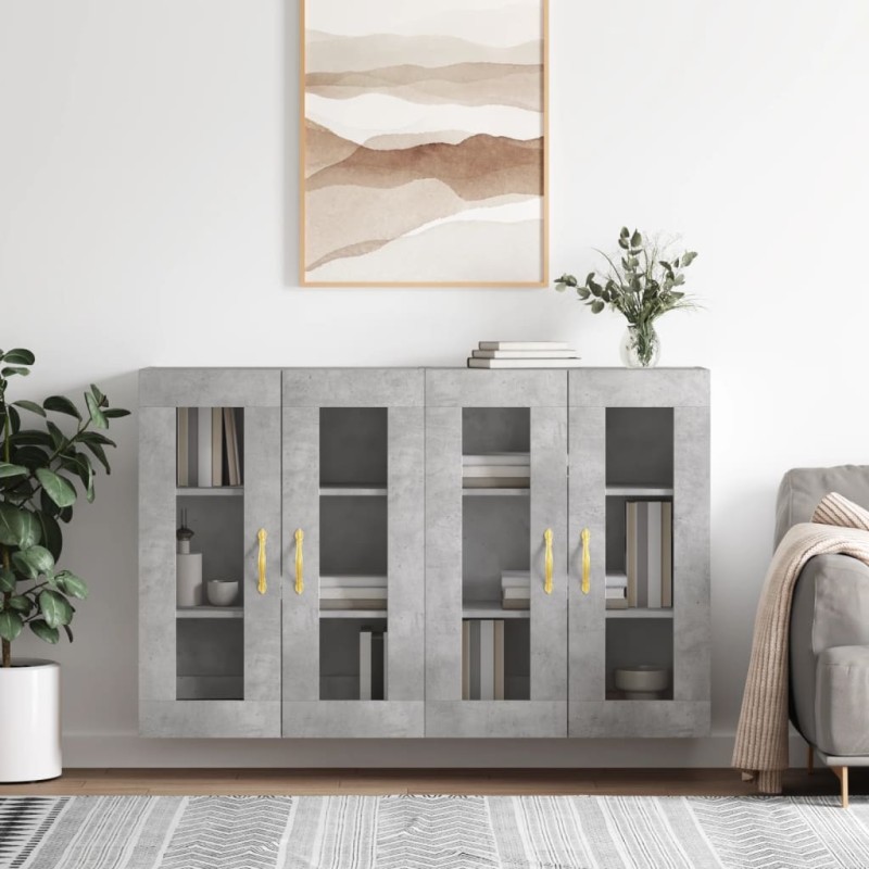 vidaXL Armarios de pared 2 uds madera de ingeniería gris hormigón vidaXL Armarios de pared 2 uds madera de ingeniería gris hormigón