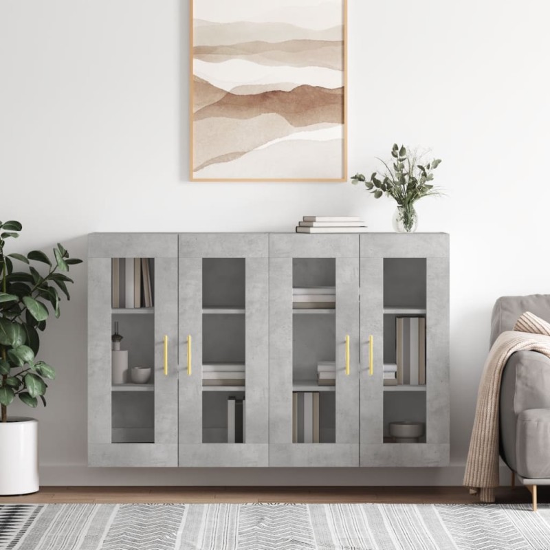 vidaXL Armarios de pared 2 uds madera de ingeniería gris hormigón vidaXL Armarios de pared 2 uds madera de ingeniería gris hormigón