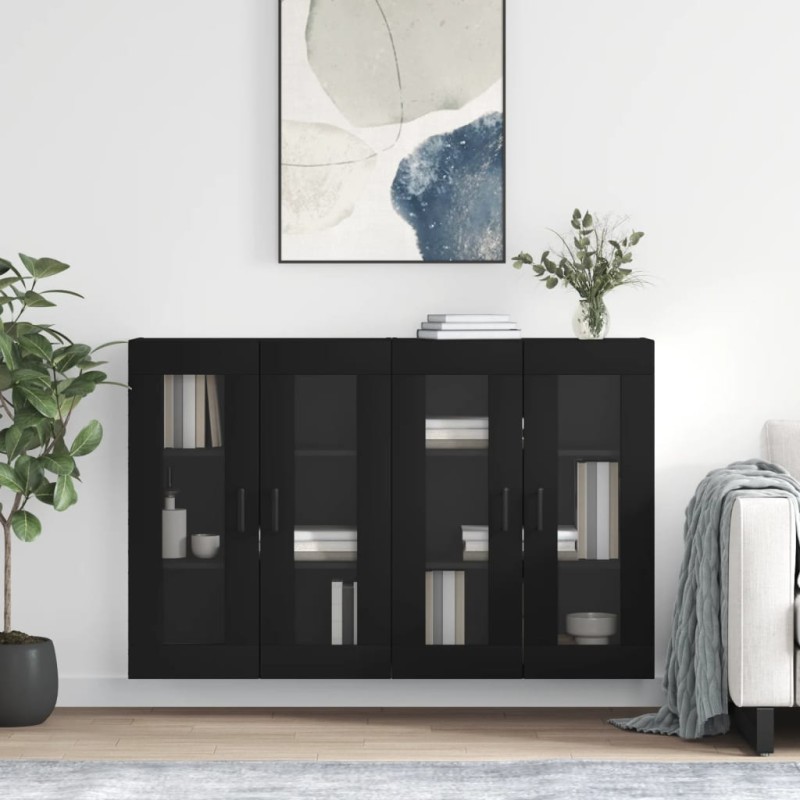 vidaXL Armarios de pared 2 uds madera de ingeniería negro vidaXL Armarios de pared 2 uds madera de ingeniería negro