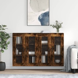 vidaXL Armarios de pared 2 uds madera de ingeniería roble ahumado