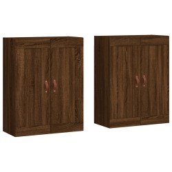 vidaXL Armarios de pared 2 uds madera de ingeniería marrón roble