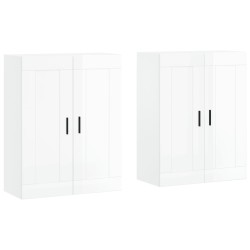 vidaXL Armarios de pared 2 uds madera de ingeniería blanco brillante