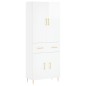 vidaXL Aparador alto madera contrachapada blanco brillo 69,5x34x180 cm