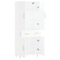 vidaXL Aparador alto madera contrachapada blanco brillo 69,5x34x180 cm
