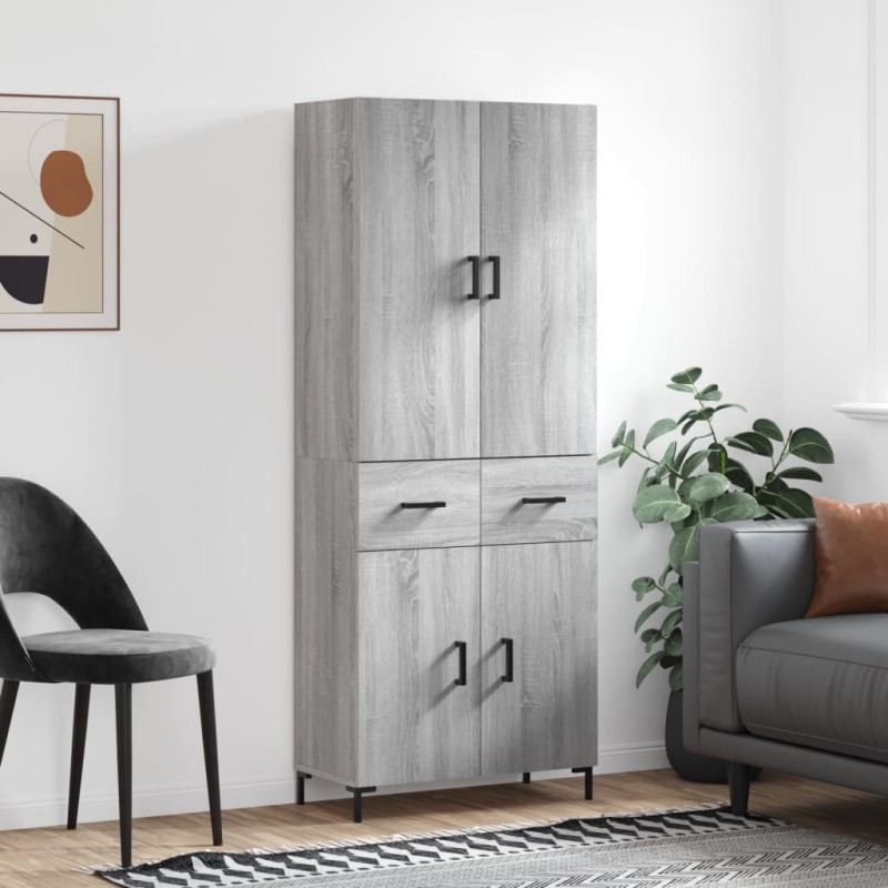 vidaXL Aparador alto madera contrachapada gris sonoma 69,5x34x180 cm vidaXL Aparador alto madera contrachapada gris sonoma 69,5x34x180 cm
