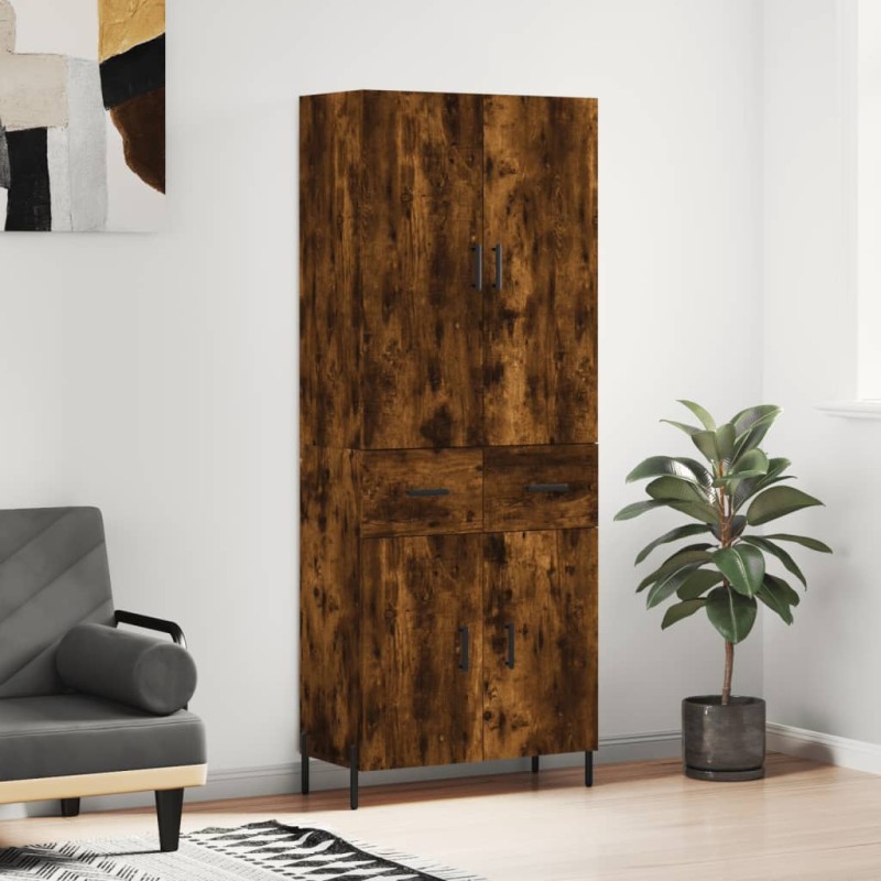 vidaXL Aparador alto madera contrachapada roble ahumado 69,5x34x180 cm vidaXL Aparador alto madera contrachapada roble ahumado 69,5x34x180 cm