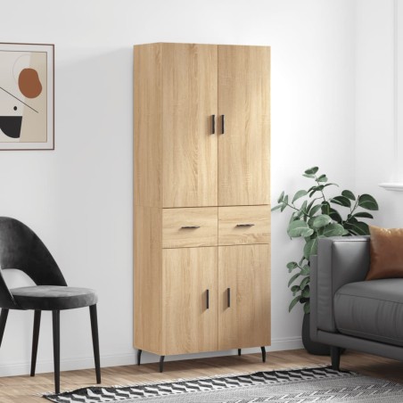 vidaXL Aparador alto madera contrachapada color roble 69,5x34x180 cm