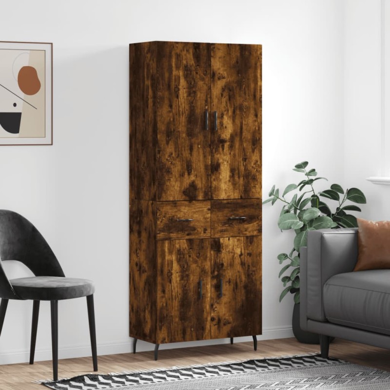 vidaXL Aparador alto madera contrachapada roble ahumado 69,5x34x180 cm vidaXL Aparador alto madera contrachapada roble ahumado 69,5x34x180 cm