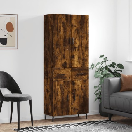 vidaXL Aparador alto madera contrachapada roble ahumado 69,5x34x180 cm