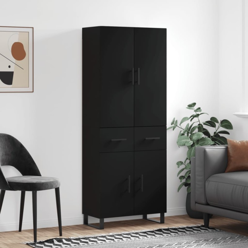 vidaXL Aparador alto madera contrachapada negro 69,5x34x180 cm vidaXL Aparador alto madera contrachapada negro 69,5x34x180 cm