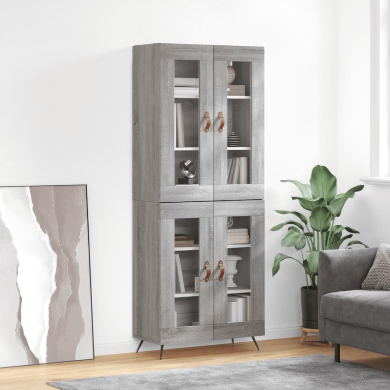 vidaXL Aparador alto madera contrachapada gris sonoma 69,5x34x180 cm vidaXL Aparador alto madera contrachapada gris sonoma 69,5x34x180 cm