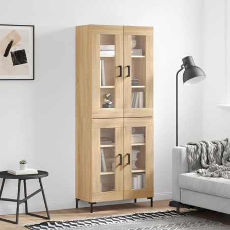 vidaXL Aparador alto madera contrachapada color roble 69,5x34x180 cm