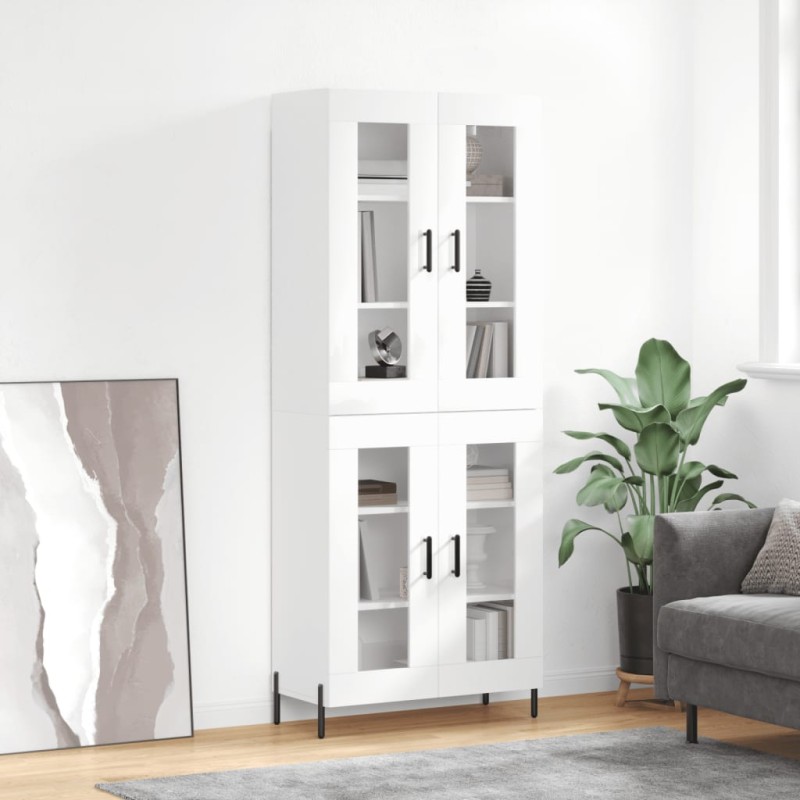 vidaXL Aparador alto madera contrachapada blanco brillo 69,5x34x180 cm vidaXL Aparador alto madera contrachapada blanco brillo 69,5x34x180 cm